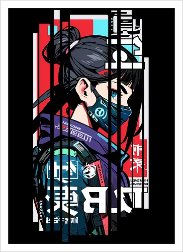 Cyborg Japan rot blau