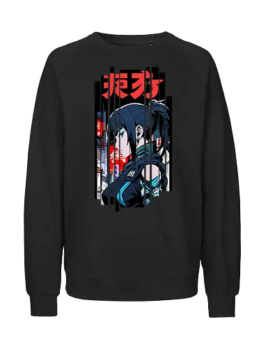 Cyborg Ninja Japan - gaming, Japan, Mädchen, indisch, lm2kone, cool, neueste, Popart, Pop Art, japanisch, amerikanisch, futuristisch, Kanji, Frau, ästhetisch, Sonnenuntergang, großartig, ninja - Fairtrade Sweatshirt