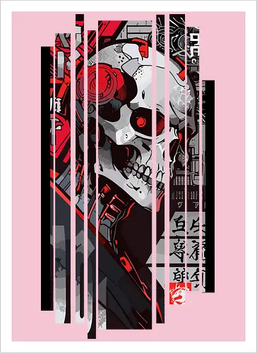 Cyborg-Schädel-Kanji