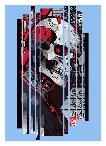 Cyborg-Schädel-Kanji