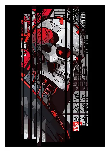 Cyborg-Schädel-Kanji