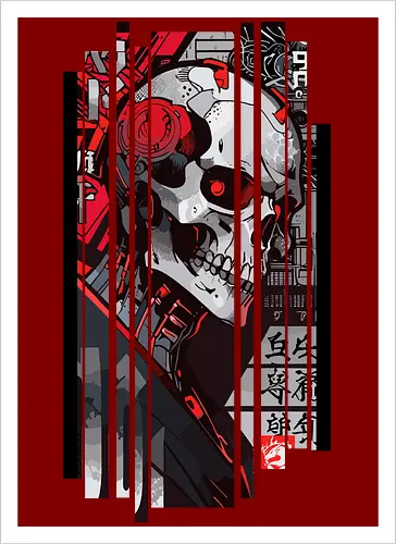 Cyborg-Schädel-Kanji