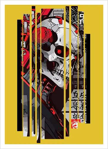 Cyborg-Schädel-Kanji