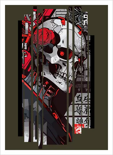 Cyborg-Schädel-Kanji