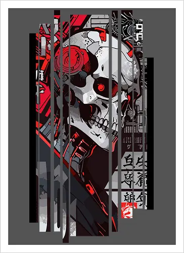 Cyborg-Schädel-Kanji