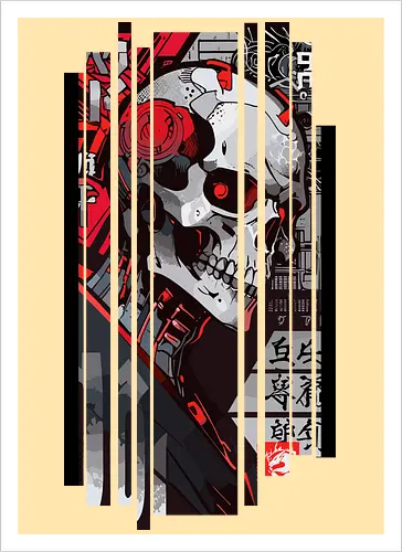 Cyborg-Schädel-Kanji
