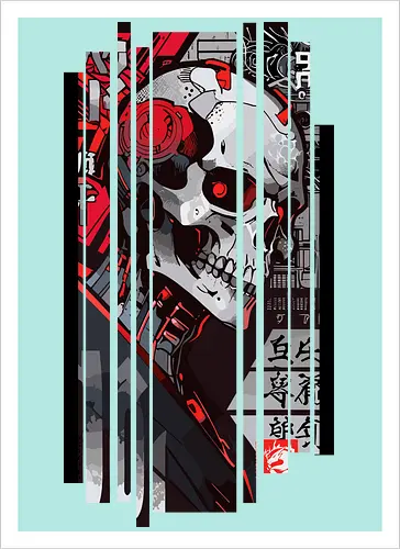 Cyborg-Schädel-Kanji