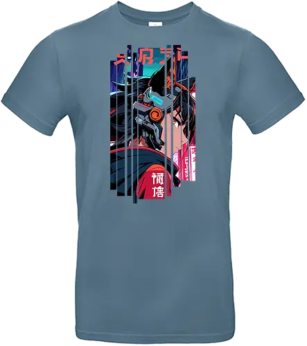 Cyberpunk-Kitsune-Mädchen - Cyberpunk, Japan, Mädchen, indisch, lm2kone, cool, neueste, Popart, Pop Art, japanisch, amerikanisch, indisch, futuristisch, Kanji, Frau, ästhetisch, Sonnenuntergang, großartig, Kitsune, Mädchen - Standard T-Shirt