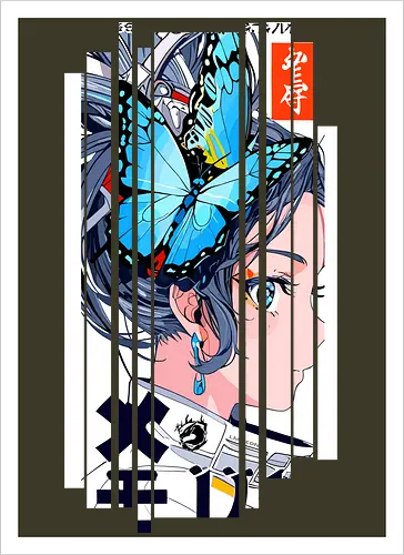 Cyborg-Mädchen-Schmetterlinge
