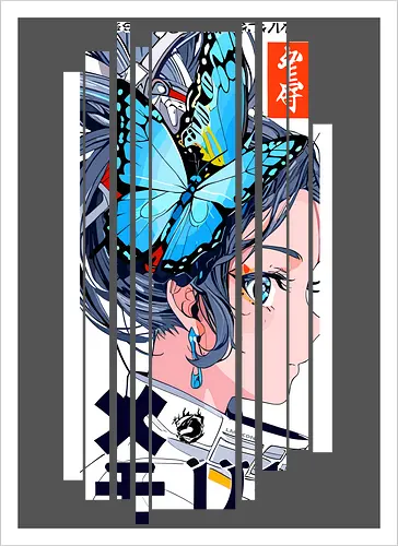 Cyborg-Mädchen-Schmetterlinge