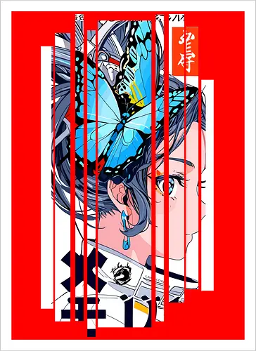 Cyborg-Mädchen-Schmetterlinge