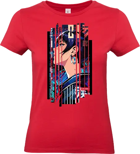 Cyborg-Blau-Symbol - Kanji, Symbol, Japan, Mädchen, indisch, lm2kone, cool, neueste, Popart, Pop Art, japanisch, amerikanisch, indisch, futuristisch, Frau, ästhetisch, Sonnenuntergang, großartig, Blau, Cyborg - Standard T-Shirt (Women)