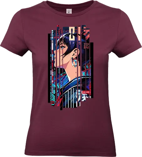Cyborg-Blau-Symbol - Kanji, Symbol, Japan, Mädchen, indisch, lm2kone, cool, neueste, Popart, Pop Art, japanisch, amerikanisch, indisch, futuristisch, Frau, ästhetisch, Sonnenuntergang, großartig, Blau, Cyborg - Standard T-Shirt (Women)