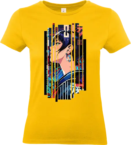 Cyborg-Blau-Symbol - Kanji, Symbol, Japan, Mädchen, indisch, lm2kone, cool, neueste, Popart, Pop Art, japanisch, amerikanisch, indisch, futuristisch, Frau, ästhetisch, Sonnenuntergang, großartig, Blau, Cyborg - Standard T-Shirt (Women)