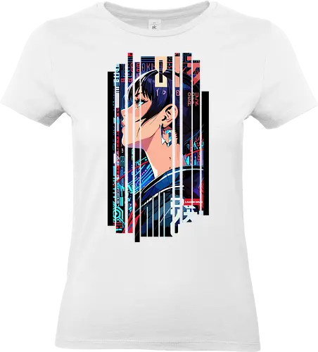 Cyborg-Blau-Symbol - Kanji, Symbol, Japan, Mädchen, indisch, lm2kone, cool, neueste, Popart, Pop Art, japanisch, amerikanisch, indisch, futuristisch, Frau, ästhetisch, Sonnenuntergang, großartig, Blau, Cyborg - Standard T-Shirt (Women)