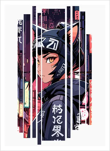 Cyborg-Mädchen-Katze