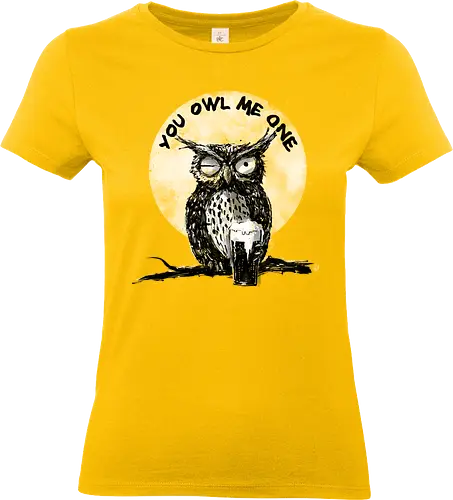 You owl me one - owl, funny, joke, play on words, beer - Standard T-Shirt (Women)