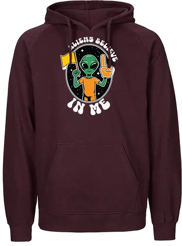 Aliens Believe in Me - alien, believe, space, extraterrestrial, stars, communication, humor - Fairtrade Hoodie