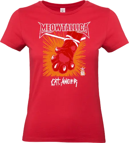 Meowtallica - Cat Anger - cat, meow, kitten, cute, kitty, metal cat, kawaii, logo design, cat lovers, aesthetic, cute cat, parody, funny, humor, heavy metal, metal album - Standard T-Shirt (Women)