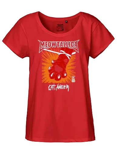 Meowtallica - Cat Anger - cat, meow, kitten, cute, kitty, metal cat, kawaii, logo design, cat lovers, aesthetic, cute cat, parody, funny, humor, heavy metal, metal album - Fairtrade Girl Shirt