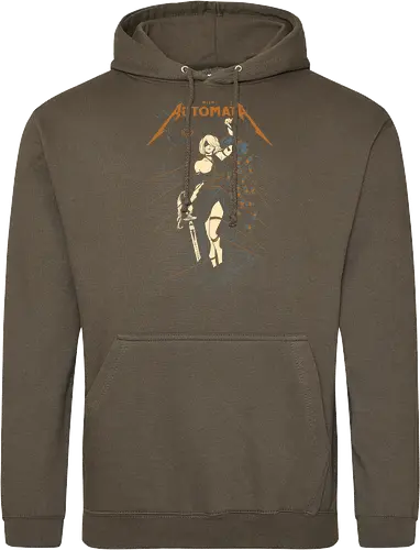 Automata: Autojustice - aesthetic, metal anime, metal album, 2b, lady of justice, Automata, parody, funny, humor, anime, waifu, game, ps, manga - Standard Hoodie