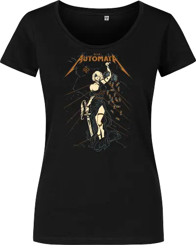 Automata: Autojustice - aesthetic, metal anime, metal album, 2b, lady of justice, Automata, parody, funny, humor, anime, waifu, game, ps, manga - Women T-Shirt