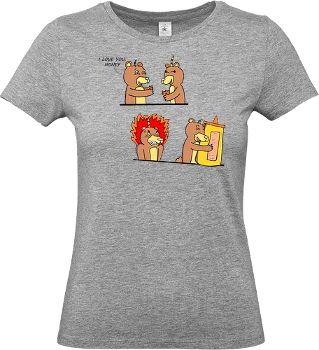 Bears in Love (Verliebte Bären) - Bär, Honig, Liebe, lustig, Cartoon, albern, Freund, Freundin, Humor, valentine's day, romantisch, Honigflasche, Eifersucht, Paar, verspielt, Umarmung, Bärenpaar, Valentinstag, Wortspiel, süß, niedlich, love, couple, i love you - Standard T-Shirt (Women)