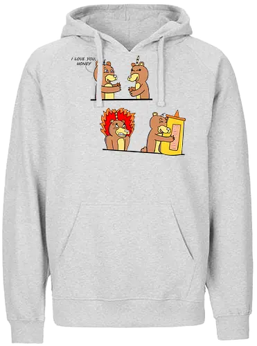 Bears in Love (Verliebte Bären) - Bär, Honig, Liebe, lustig, Cartoon, albern, Freund, Freundin, Humor, valentine's day, romantisch, Honigflasche, Eifersucht, Paar, verspielt, Umarmung, Bärenpaar, Valentinstag, Wortspiel, süß, niedlich, love, couple, i love you - Fairtrade Hoodie