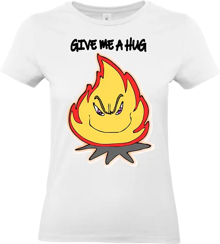 Give Me a Hug (Drück mich) - Feuer, Cartoon, lustig, Humor, Umarmung, heiß, mutig, einzigartig, Kunst, Design, witzig, Flamme, kreativ, Lachflash, Statement, Leidenschaft, auffällig, cool, frech, cute, süß, charmant, optimistisch, lebhaft, verspielt, abenteuerlustig, Flammen, feuriger Humor, Sarkasmus, auffälliges Design, Cartoon-Flammen, edgy, heißer Humor, ausdrucksstark, eigenartig, selbstbewusst, liebenswert, fire, rebellisch, feurige Persönlichkeit, unverfroren, energisch, lebenslustig - Standard T-Shirt (Women)