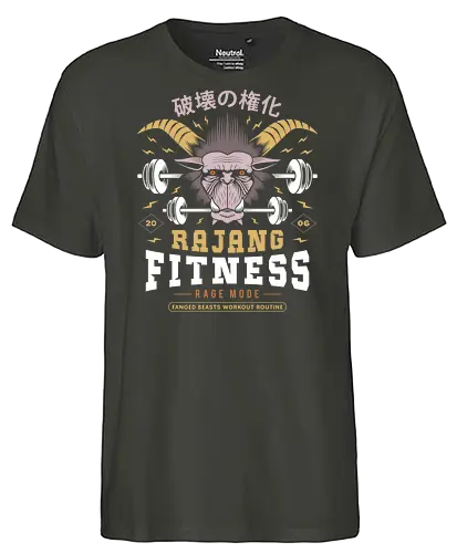 Rajang Fitness - wyvern, felyne, rise, wilds, furious rajang, pukei pukei, monster, world, gamer, gaming, video games, iceborne, palico - Fairtrade T-Shirt