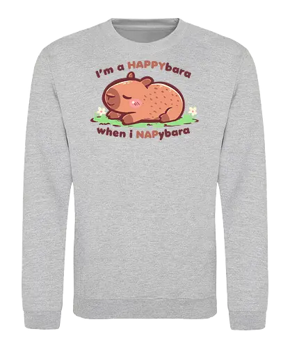 Happybara when I Napybara - kawaii Wasserschwein, Nickerchen, Nickerchenliebhaber, Tierliebhaber, schlummerndes Tier, schläfrig, schlafen, liebenswert, Entspannung, pastellfarbenes Tier, happybara, capybara, Wasserschwein, niedliches Wasserschwein, Wasserschwein-Wortspiel, lustiges Tier - Sweatshirt