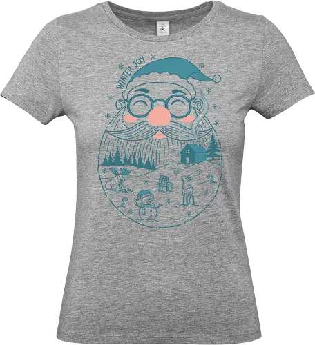 Winter Joy - winter joy, winter, merry Christmas, Christmas, Christmas holidays, holiday, xmas, santa claus, snowflakes, snowman - Standard T-Shirt (Women)