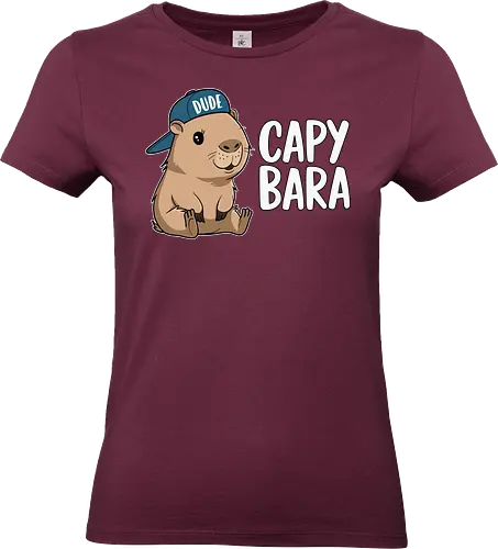 CAPYBARA - capybara, cartoon, cap, dude, design, playful, animal, cute - Standard T-Shirt (Women)