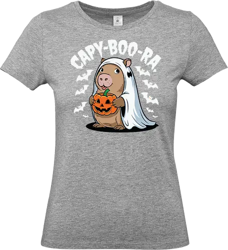 CAPY-BOO-RA - capybara, ghost, pumpkin, halloween, bats, cute, costume, spooky, playful - Standard T-Shirt (Women)