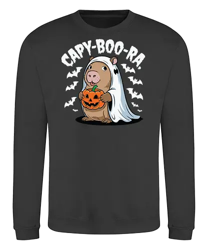 CAPY-BOO-RA - capybara, ghost, pumpkin, halloween, bats, cute, costume, spooky, playful - Sweatshirt
