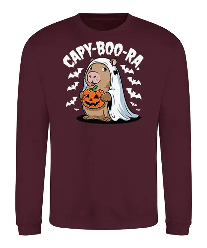 CAPY-BOO-RA - capybara, ghost, pumpkin, halloween, bats, cute, costume, spooky, playful - Sweatshirt