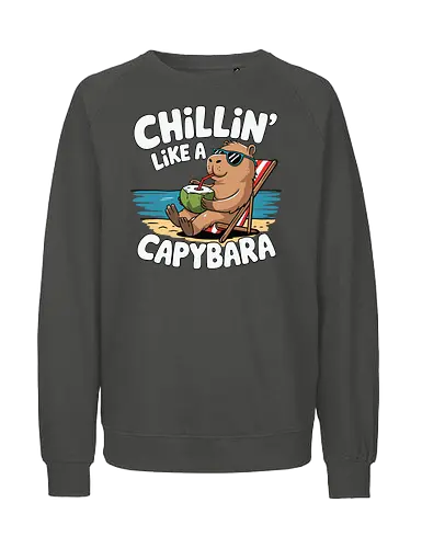 Chillin' like a capybara - capybara, beach, coconut, sunglasses, relaxation, vacation, summer, chill, cartoon - Fairtrade Sweatshirt