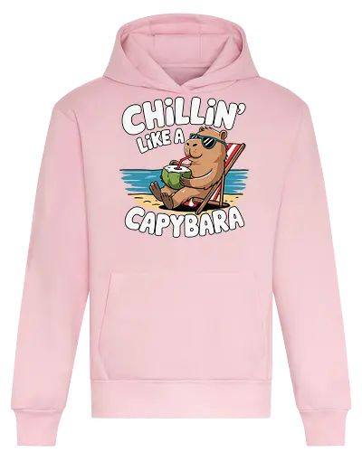 Chillin' like a capybara - capybara, beach, coconut, sunglasses, relaxation, vacation, summer, chill, cartoon - Heavyweight Hoodie