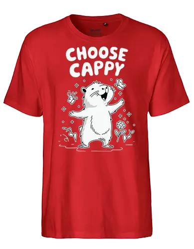 Choose Cappy - capybara, positivity, monochrome, whimsical, flowers, butterflies, cheerful, cute, cartoon - Fairtrade T-Shirt