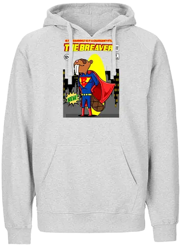 The Breaver - Biber, Superheld, mutig, Comics, Humor, lustig, Eichhörnchen, Kettensäge, Wortspiel, süß, Mashup, eigenartig, kreativ, Waldheld, Cartoon, Parodie, einzigartig, verspielt, fantasievoll, kühn, Comicbuch, Superkraft, Kinder - Fairtrade Hoodie