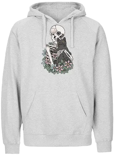 You & Me, Cat! - Katze, Katzenliebe, Skelett - Fairtrade Hoodie