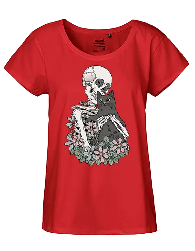 You & Me, Cat! - Katze, Katzenliebe, Skelett - Fairtrade Girl Shirt