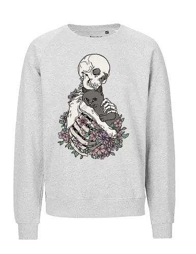 Cuddle Cat - Katzenliebe, Schwarze Katze, Skelett - Fairtrade Sweatshirt
