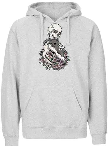 Cuddle Cat - Katzenliebe, Schwarze Katze, Skelett - Fairtrade Hoodie