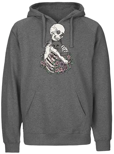 Cuddle Cat - Katzenliebe, Schwarze Katze, Skelett - Fairtrade Hoodie