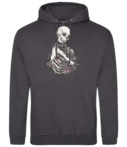 Cuddle Cat - Katzenliebe, Schwarze Katze, Skelett - Standard Hoodie