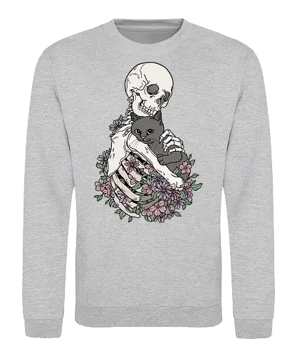 Cuddle Cat - Katzenliebe, Schwarze Katze, Skelett - Sweatshirt