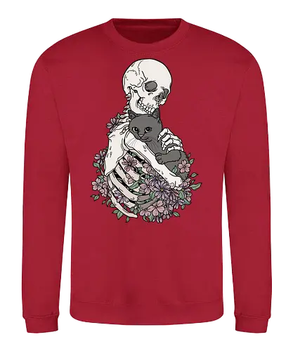 Cuddle Cat - Katzenliebe, Schwarze Katze, Skelett - Sweatshirt