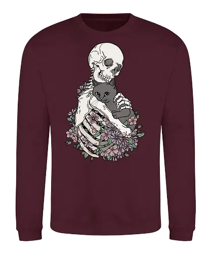 Cuddle Cat - Katzenliebe, Schwarze Katze, Skelett - Sweatshirt