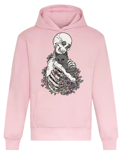 Cuddle Cat - Katzenliebe, Schwarze Katze, Skelett - Heavyweight Hoodie
